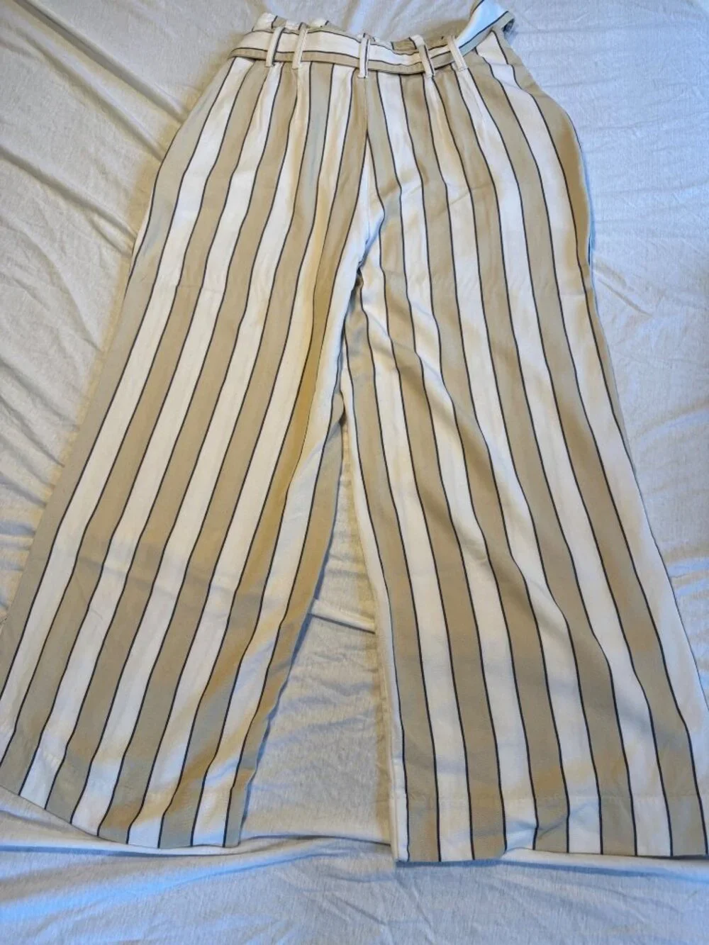 Abercrombie & Fitch Womens Small Paperbag Wide Leg Stripe Belted Pants